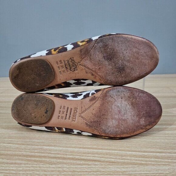 Schutz Flat Ballet Leopard Print Bow Womens Canvas Shoe Size 6 - Picture 11 of 13